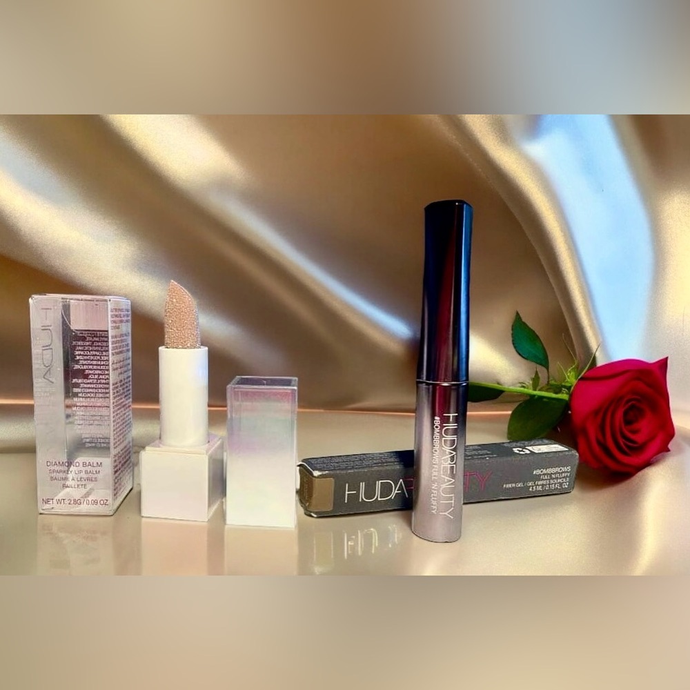 New Huda Beauty Diamond Balm Lip Balm SHADE: NEGLIGEE .09 OZ. + HB #BROMBBROWS